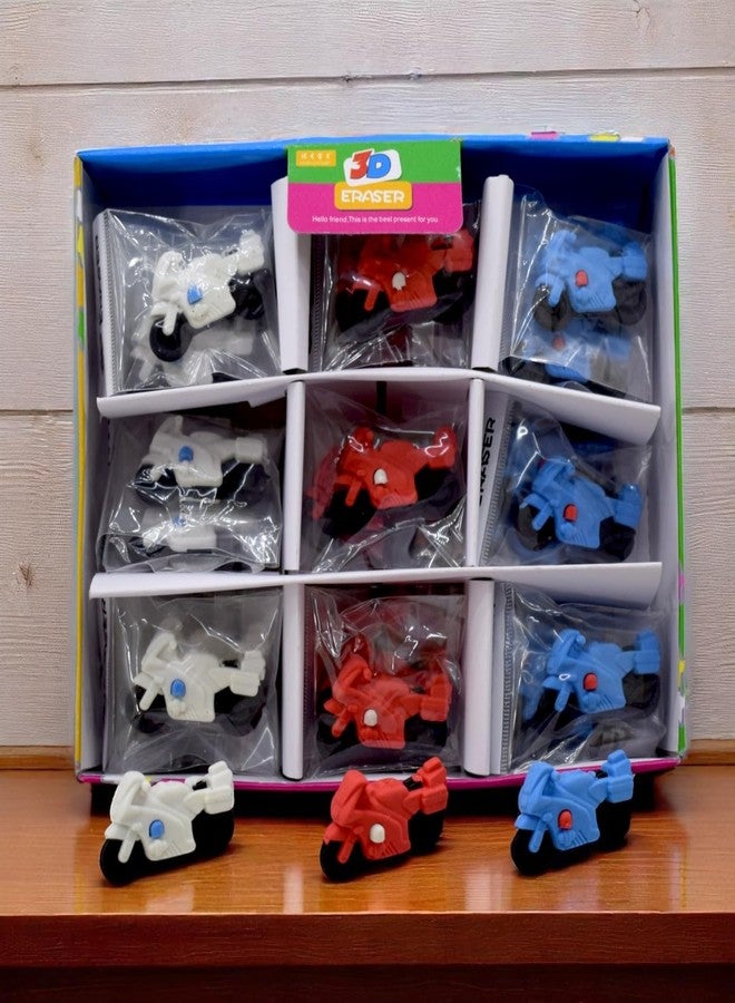 Asera 3D Bike Erasers for Kids Birthday Return Gifts Pinata Fillers (36 Pcs) - Image 1